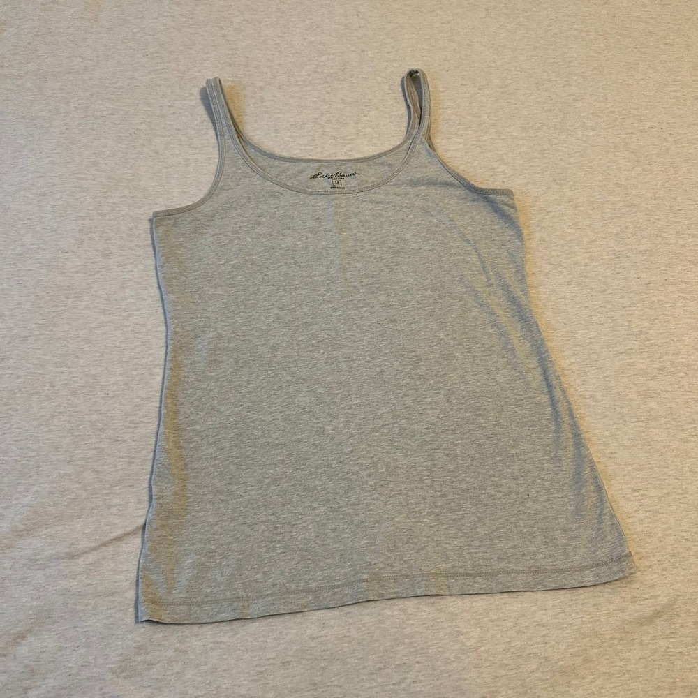 Eddie Bauer Womens Heather Grey Cotton Spandex Scoop Neck Tank Top Camisole M